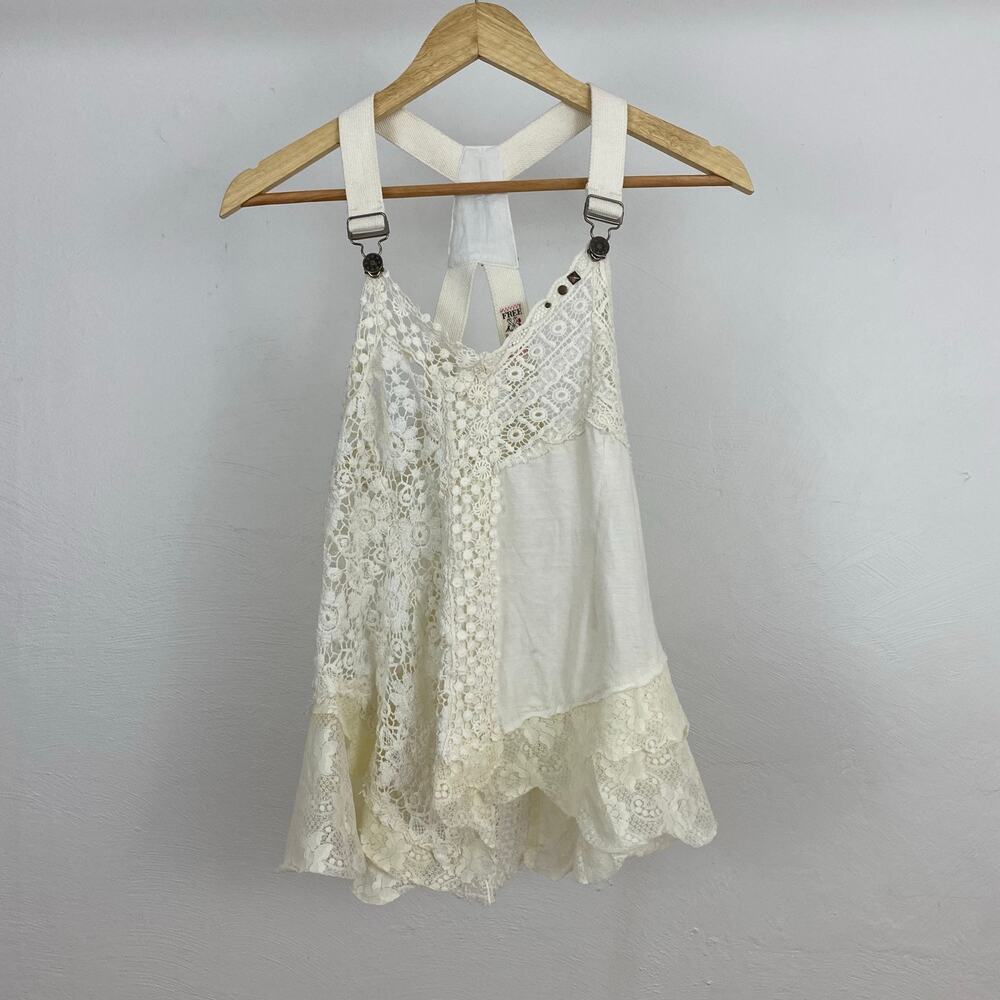 Free People Lacey Suspender Tank - Ivory - Size XS
